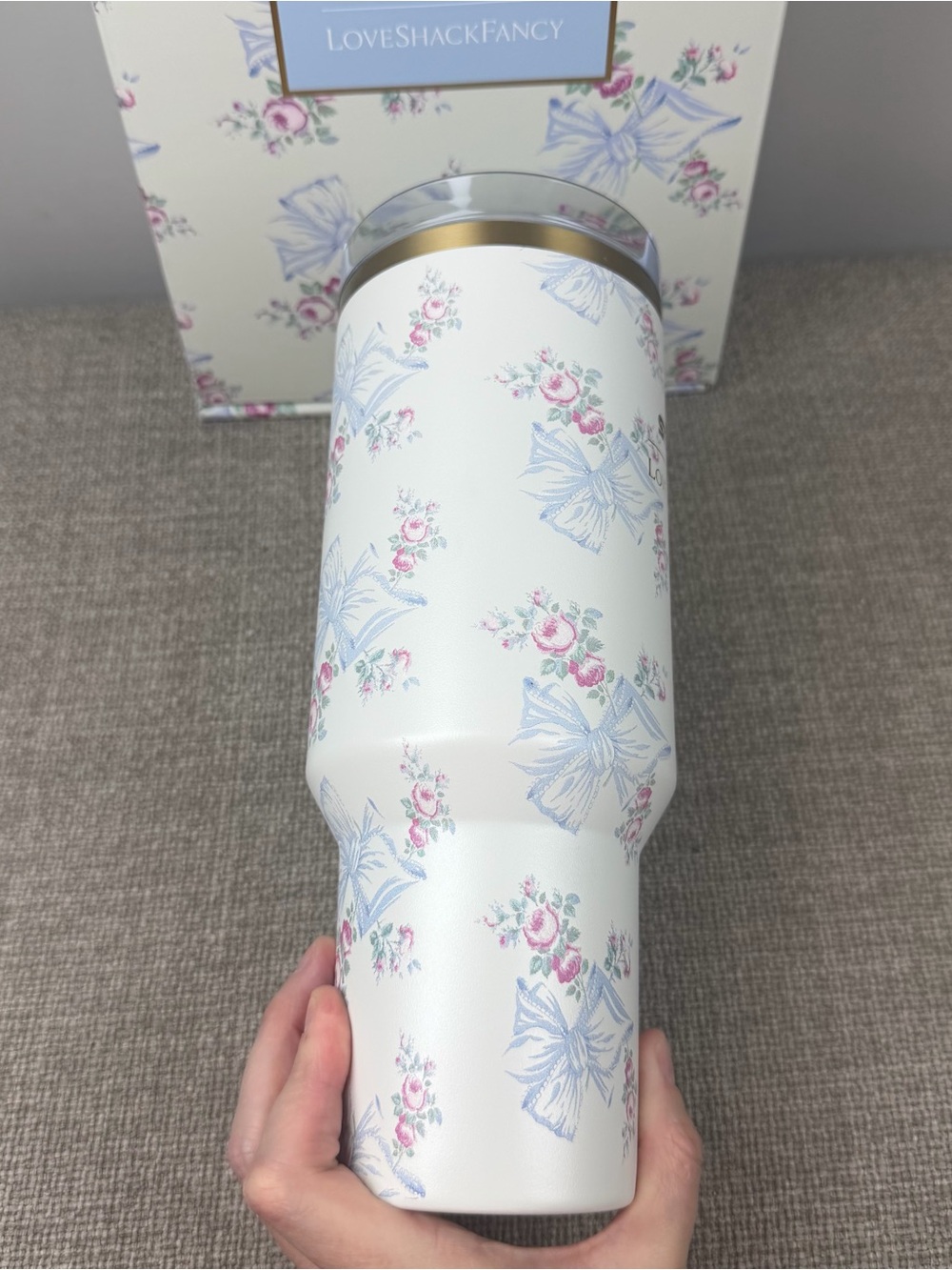 New The Stanley X LoveShackFancy 40oz Rosa Beaux Blue Holiday Quencher Tumbler - Picture 11 of 14